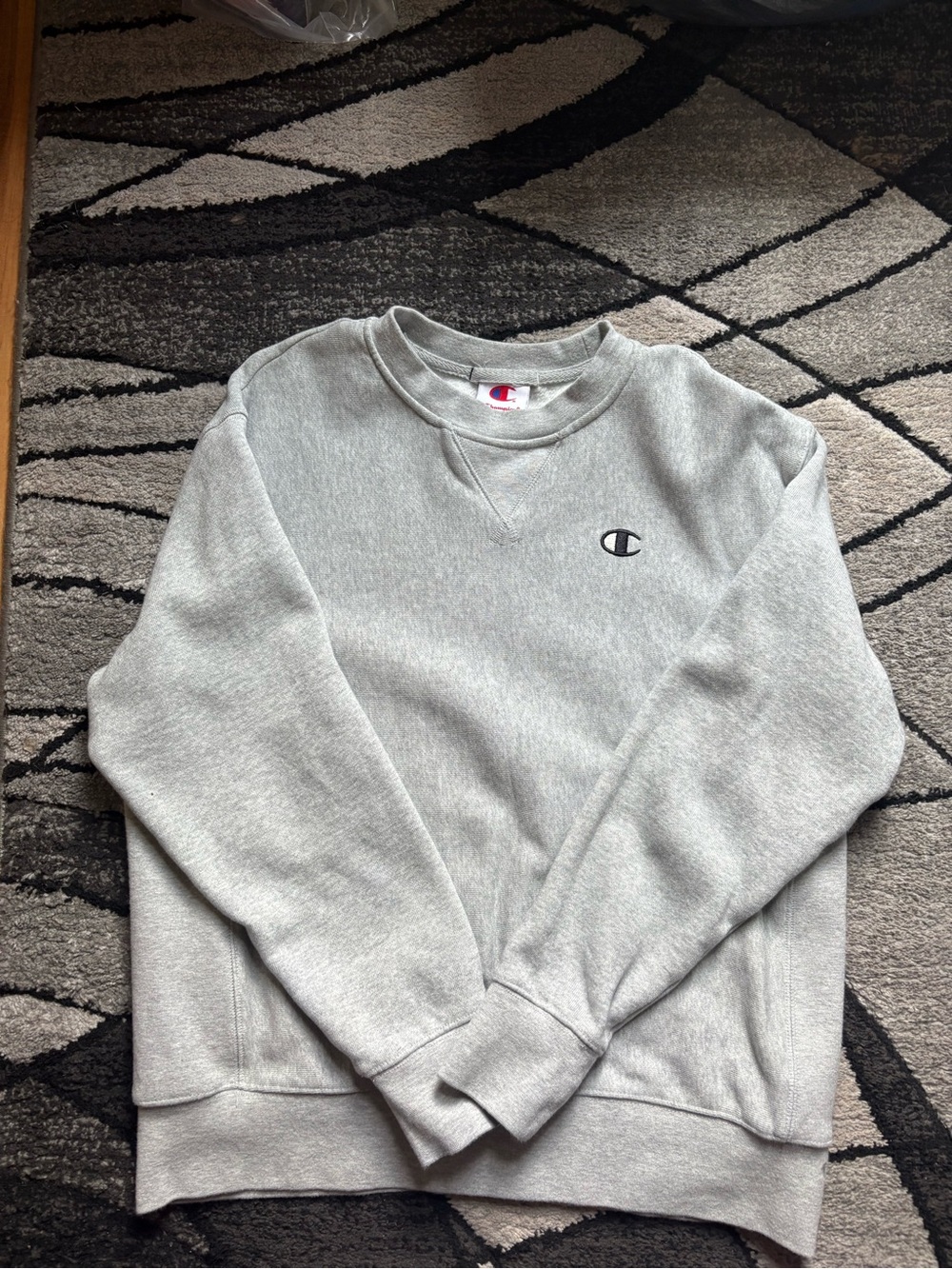 Champion Light Gray Crewneck Sweatshirt - Small Embroidered Logo